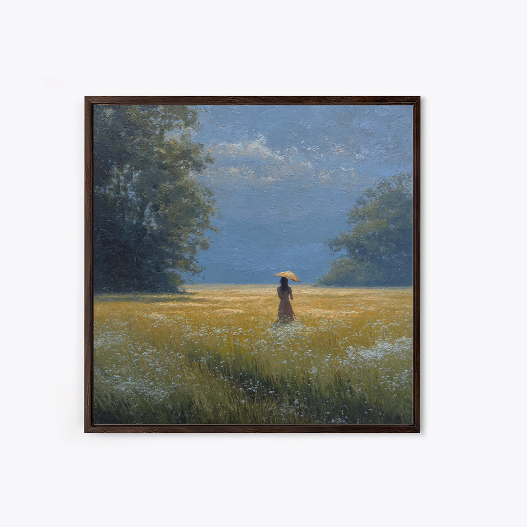 Woman with Parasol in Breezy Meadow Canvas Print, Impressionist Art, Painting, Living Room Decor, Fine Art, Impression, IMP-1x1-99