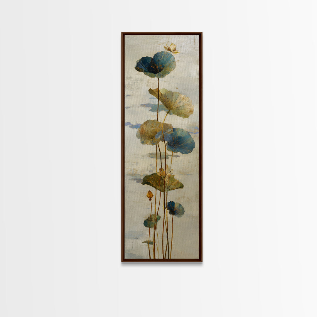 Water Lilies Floating on a Sunlit Pond Canvas Print, Impressionist Art, Minimalist Decor, Living Room Decor, Impression, IMP-1x3-13