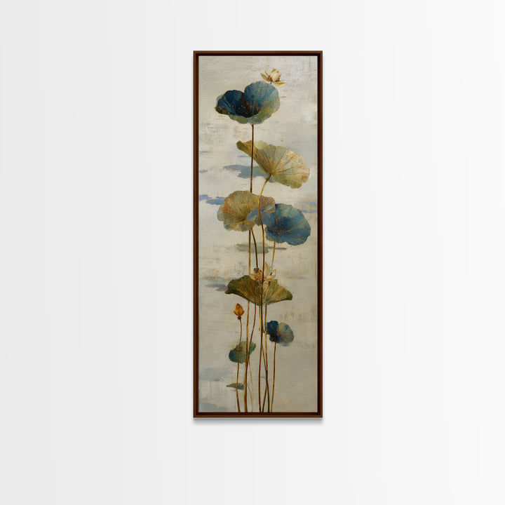 Water Lilies Floating on a Sunlit Pond Canvas Print, Impressionist Art, Minimalist Decor, Living Room Decor, Impression, IMP-1x3-13