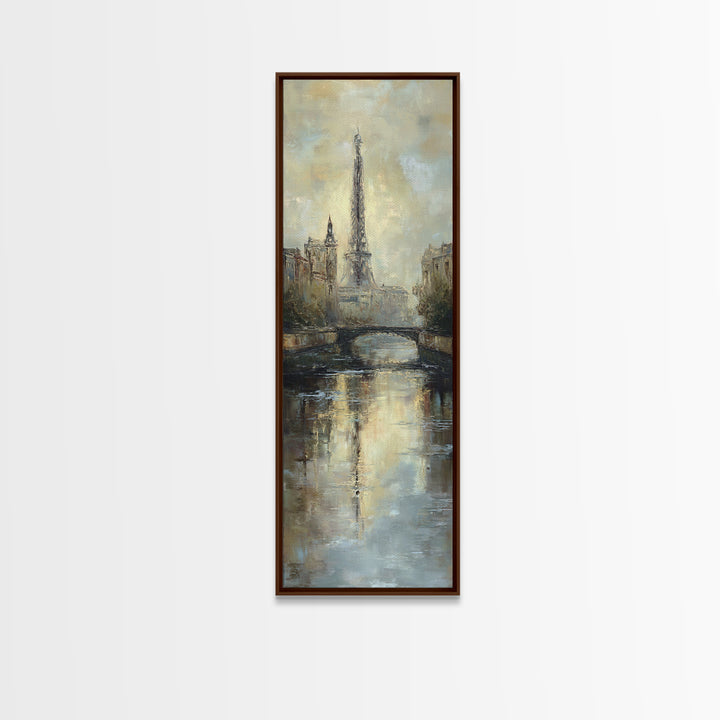 Paris Bridge Reflected Framed Canvas Print, Impressionist Art, Farmhouse Decor, Living Room Decor, Fine Art, Impression, IMP-1x3-19