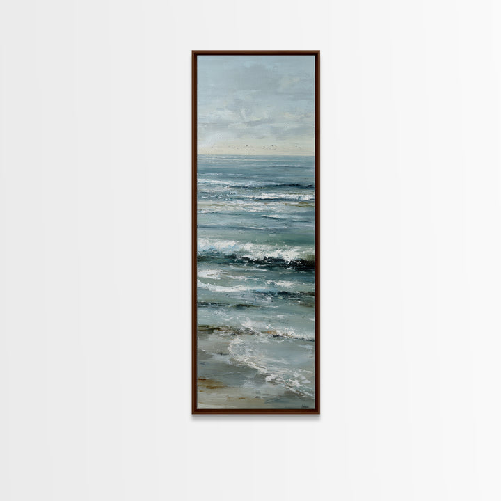 Coastal Beach Figures Framed Canvas Print, Impressionist Art, Wall Art Framed, Living Room Decor, Fine Art, Impression, IMP-1x3-31
