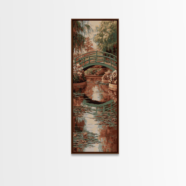 Water Garden Bridge Framed Canvas Print, Impressionist Art, Living Room Art, Living Room Decor, Watercolor Art, Impression, IMP-1x3-54