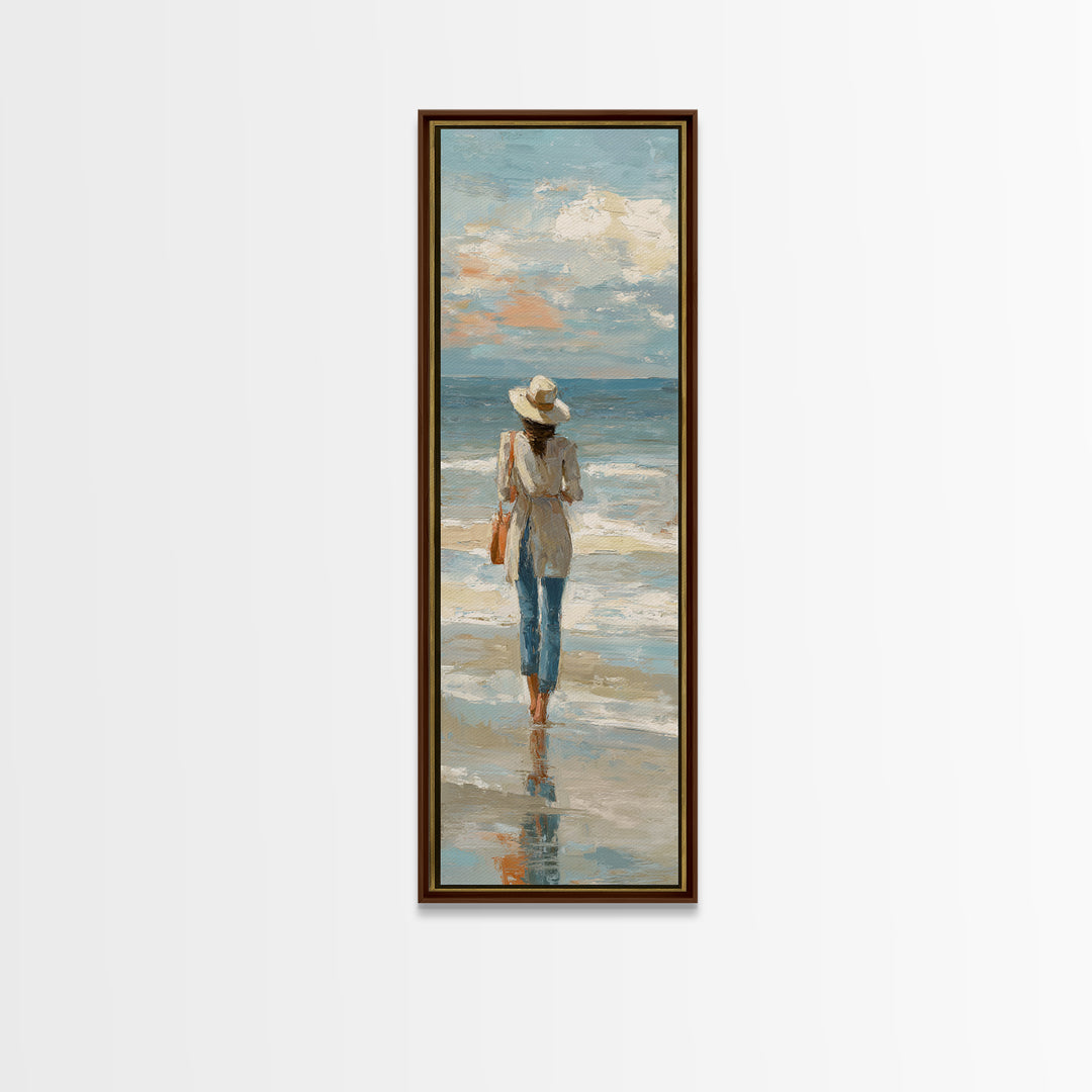 Coastal Beach Figures Canvas Print, Impressionist Art, Floral Wall Art, Living Room Decor, Fine Art, Impression, Fine Art Print, IMP-1x3-55