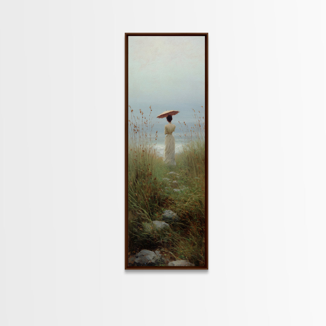 Woman with Parasol in Breezy Meadow Canvas Print, Impressionist Art, Living Room Art, Living Room Decor, Oil Painting, IMP-1x3-63