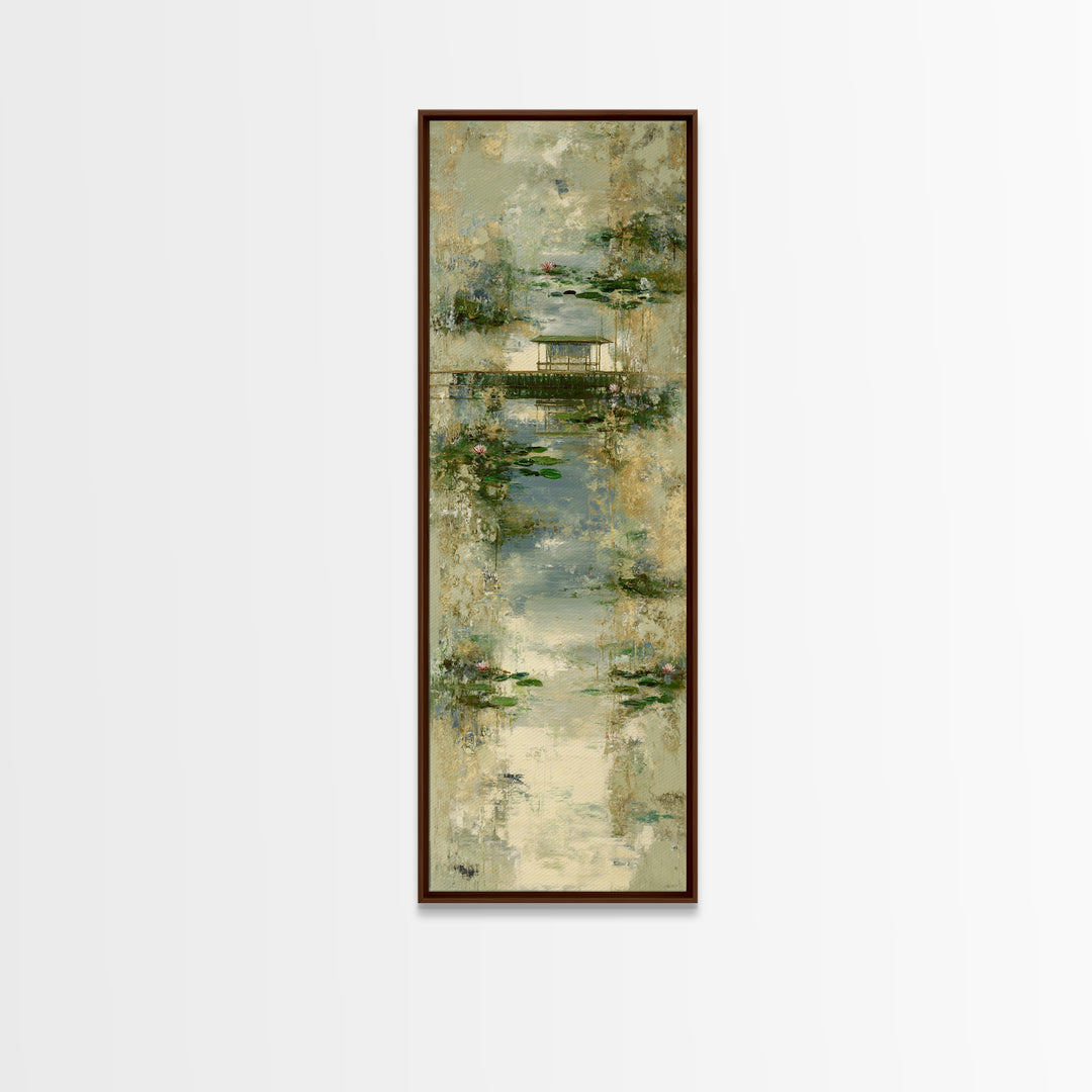 Water Garden Bridge Canvas Print, Impressionist Art, Statement Artwork, Living Room Decor, Fine Art, Impression, Art Print, IMP-1x3-78