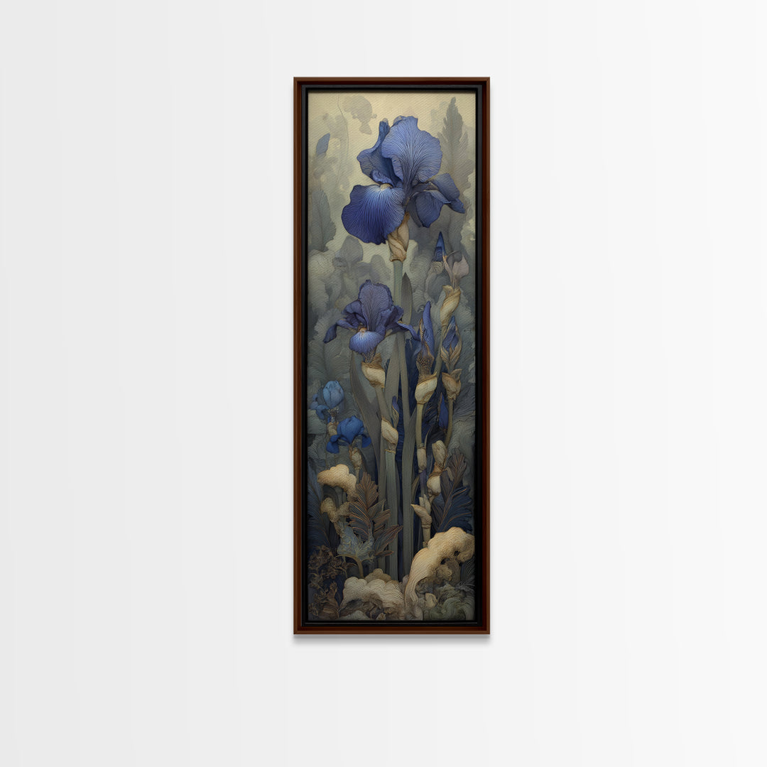 Iris Garden with Blue Violet Strokes Canvas Print, Impressionist Art, Contemporary Art, Living Room Decor, Impression, IMP-1x3-8