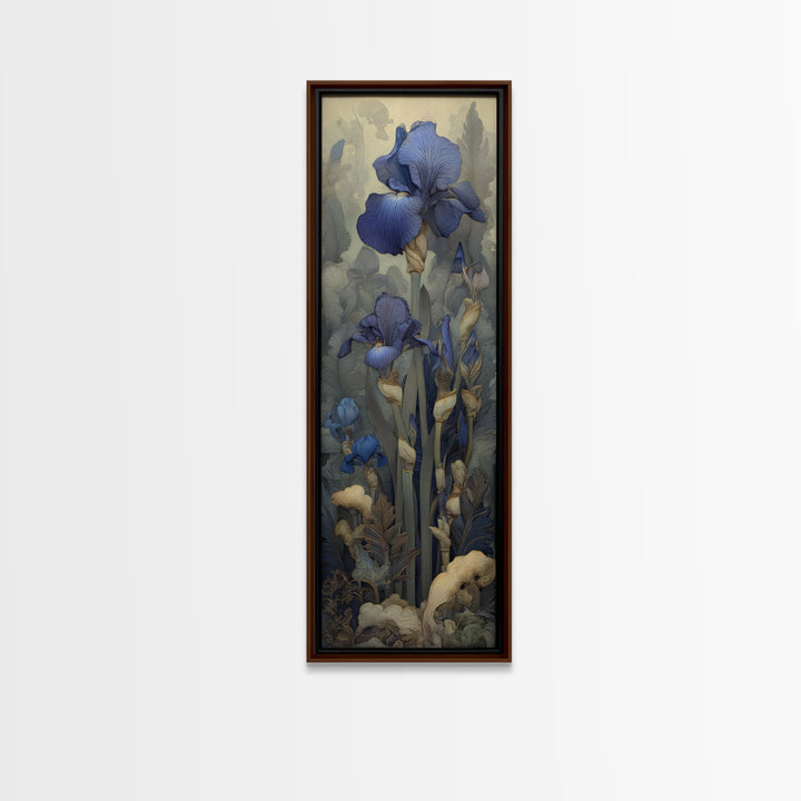 Iris Garden with Blue Violet Strokes Canvas Print, Impressionist Art, Contemporary Art, Living Room Decor, Impression, IMP-1x3-8