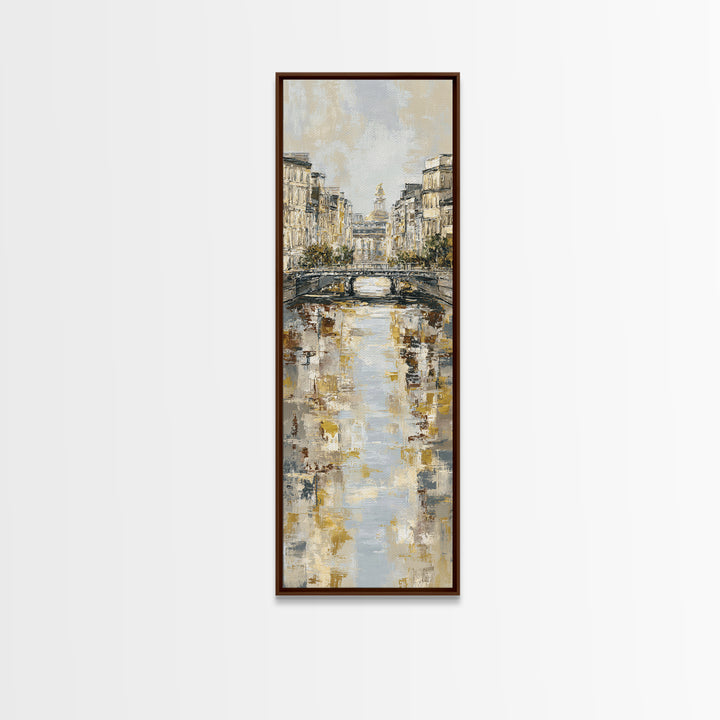 Paris Bridge Reflected Framed Canvas Print, Impressionist Art, Boho Decor, Living Room Decor, Oil Painting, Impression, IMP-1x3-91