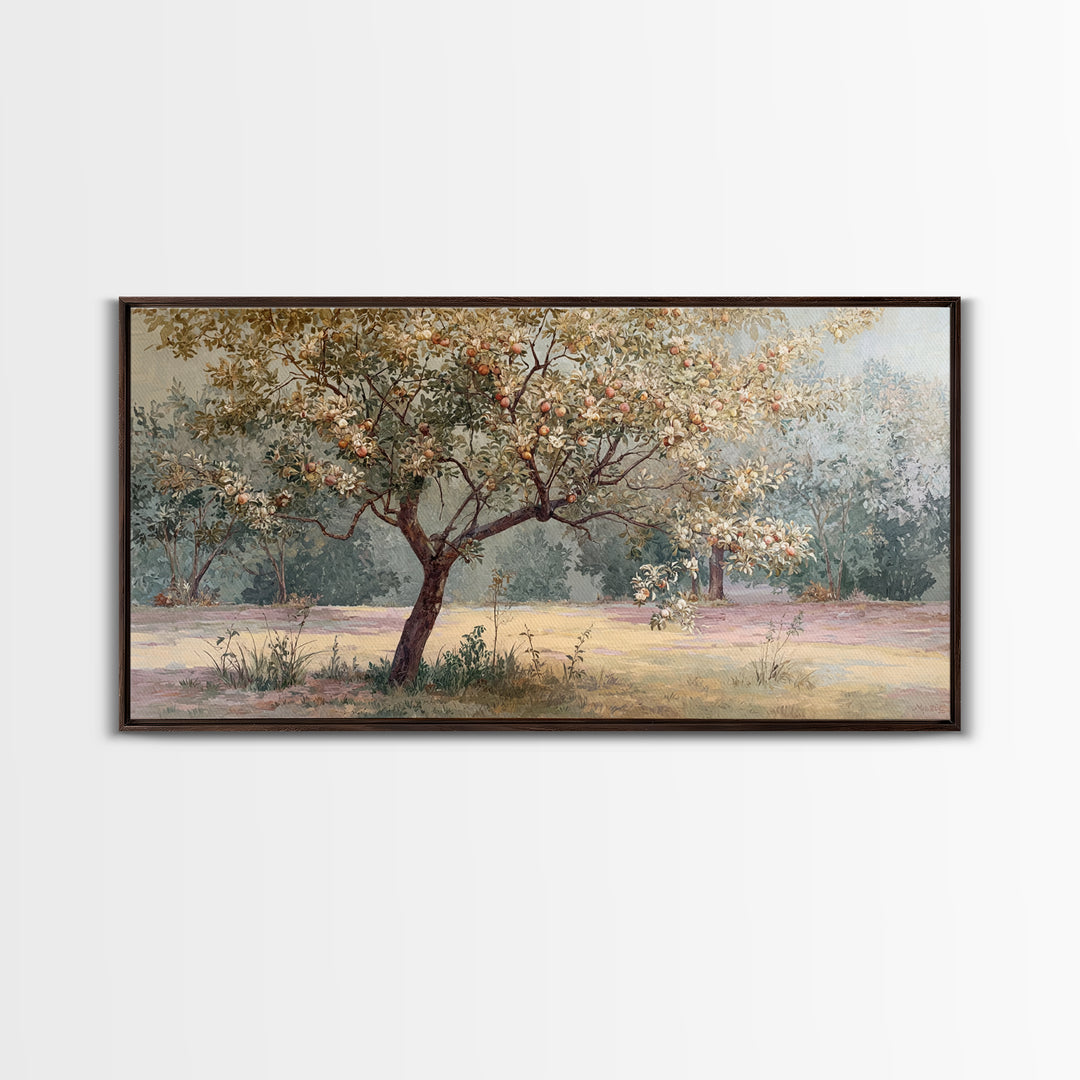 Apple Tree in Summer Orchard Framed Canvas Print, Impressionist Art, Printable Wall Art, Living Room Decor, Impression, IMP-2x1-13