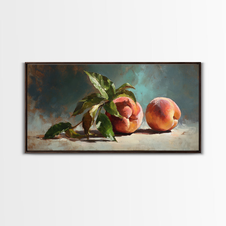 Still Life of Peaches Framed Canvas Print, Impressionist Art, Flower Print, Living Room Decor, Fine Art, Impression, IMP-2x1-19