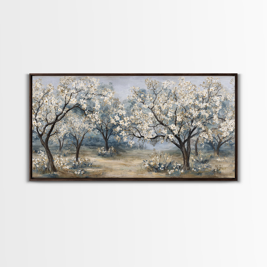 Spring Orchard with Blossoming Trees Canvas Print, Impressionist Art, Living Room Decor, Abstract Art, Impression, IMP-2x1-2