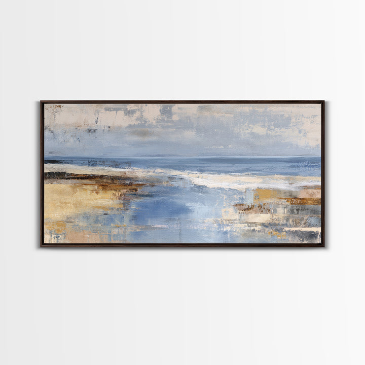 Soft Seaside Cliffs Framed Canvas Print, Impressionist Art, Large Wall Art, Living Room Decor, Impression, Abstract Painting, IMP-2x1-25