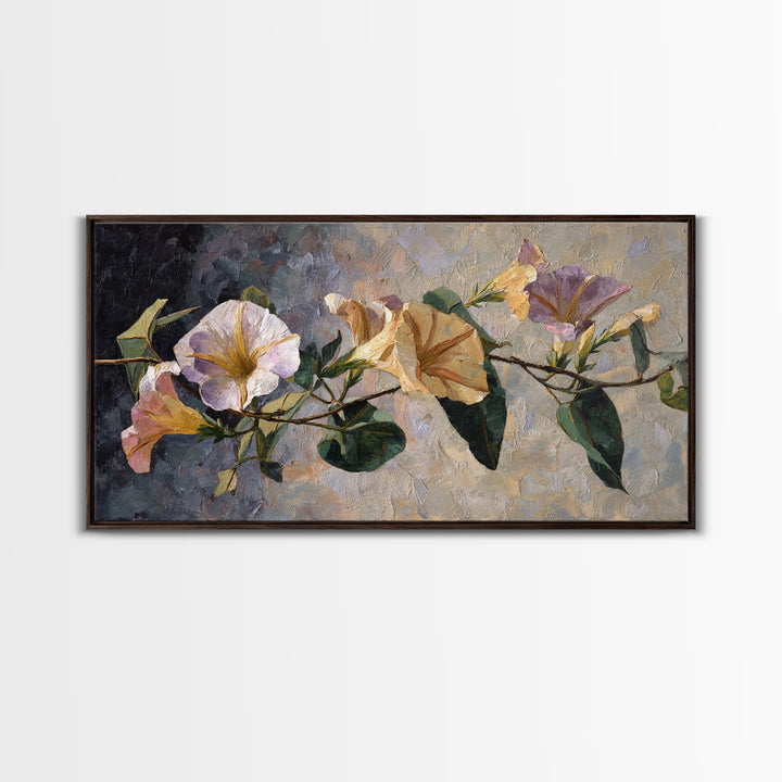 Caf Table with Flowers and Morning Light Canvas Print, Impressionist Art, Minimalist Decor, Living Room Decor, Impression, IMP-2x1-30
