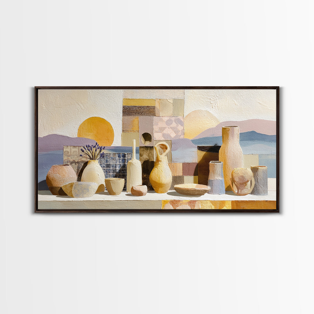 Sunset over Lavender Field Framed Canvas Print, Impressionist Art, Contemporary Art, Living Room Decor, Fine Art, Impression, IMP-2x1-34