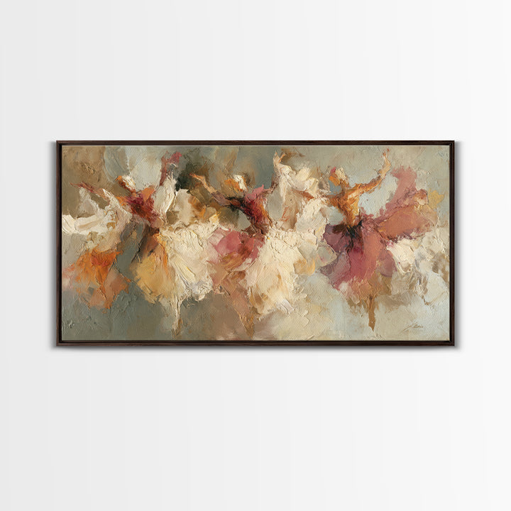 Dancers Suggested by Soft Moving Brushwork Framed Canvas Print, Impressionist Art, Wall Art, Living Room Decor, Oil Painting, IMP-2x1-35