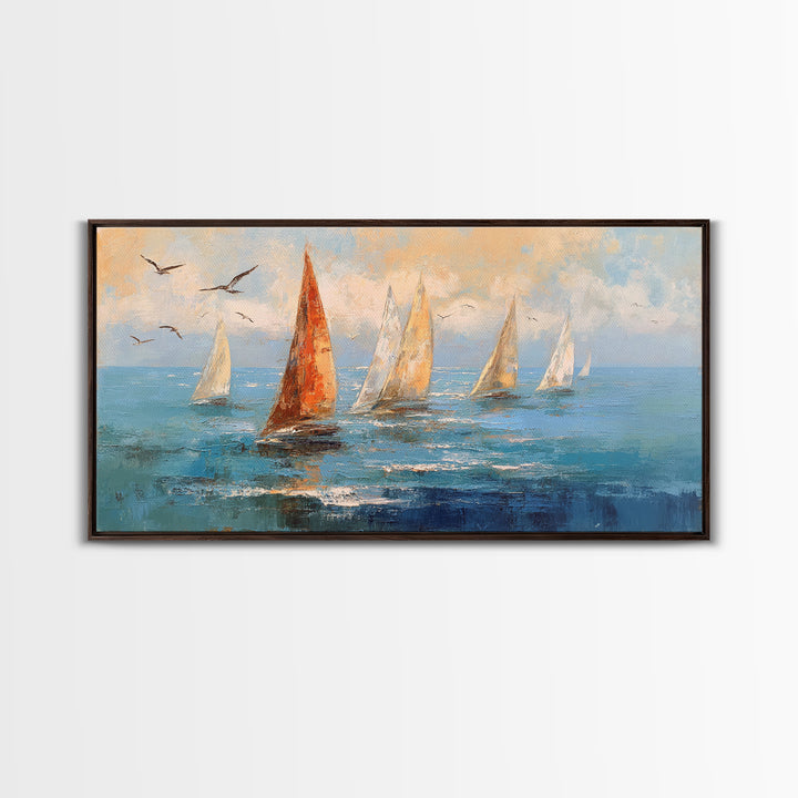 Coastal Beach Figures Canvas Print, Impressionist Art, Oil Painting, Living Room Decor, Fine Art, Impression, Coastal Wall Art, IMP-2x1-39