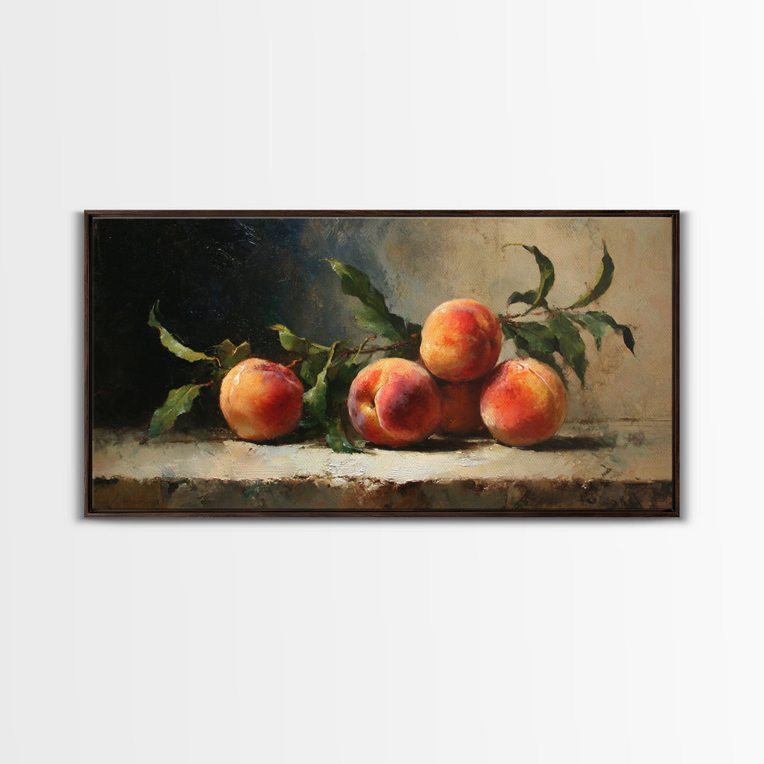 Still Life of Peaches Framed Canvas Print, Impressionist Art, Large Wall Art, Living Room Decor, Fine Art, Impression, IMP-2x1-43