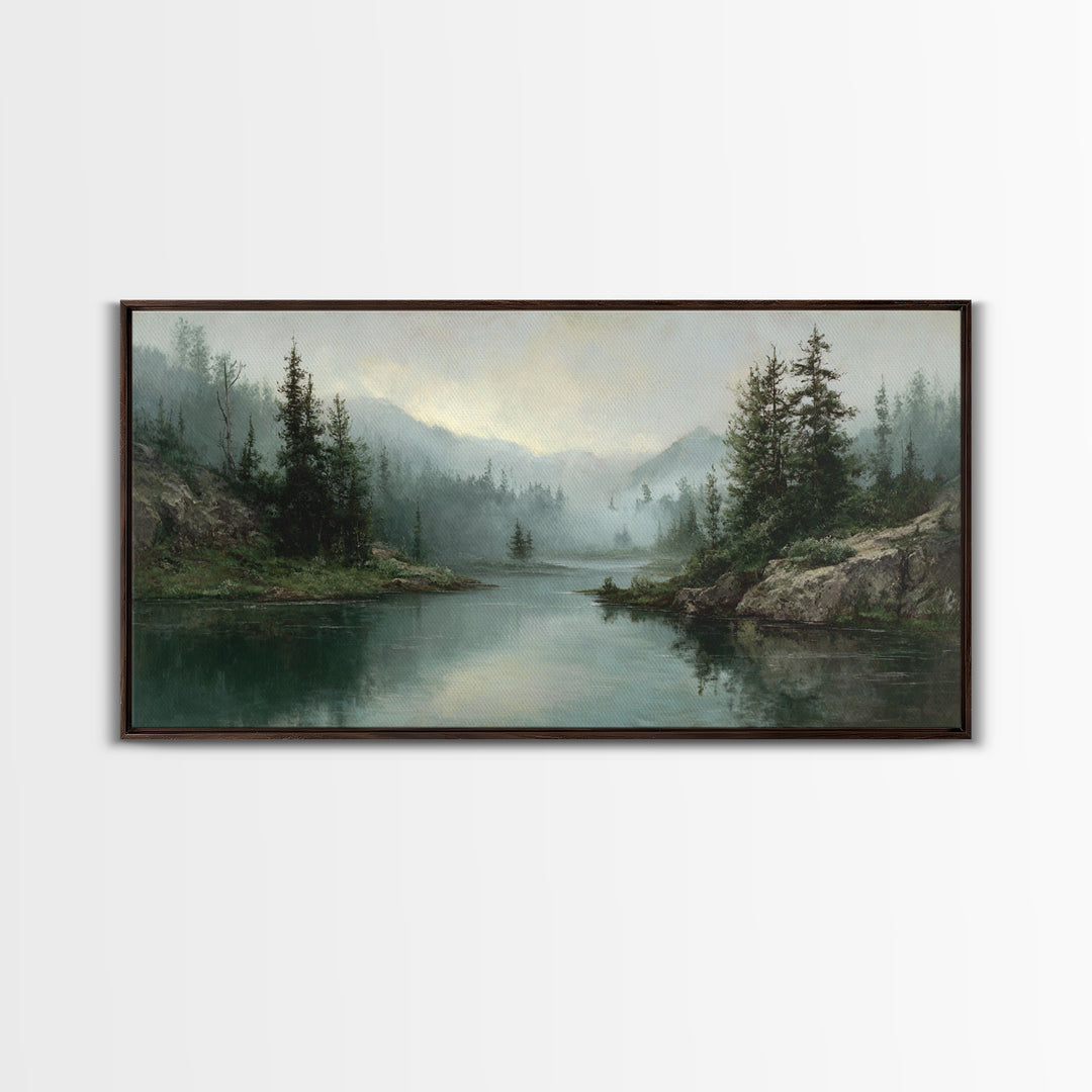 Mountain Lake with Sparkling Reflections Canvas Print, Impressionist Art, Original Art, Living Room Decor, Fine Art, Impression, IMP-2x1-68