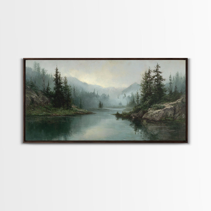 Mountain Lake with Sparkling Reflections Canvas Print, Impressionist Art, Original Art, Living Room Decor, Fine Art, Impression, IMP-2x1-68