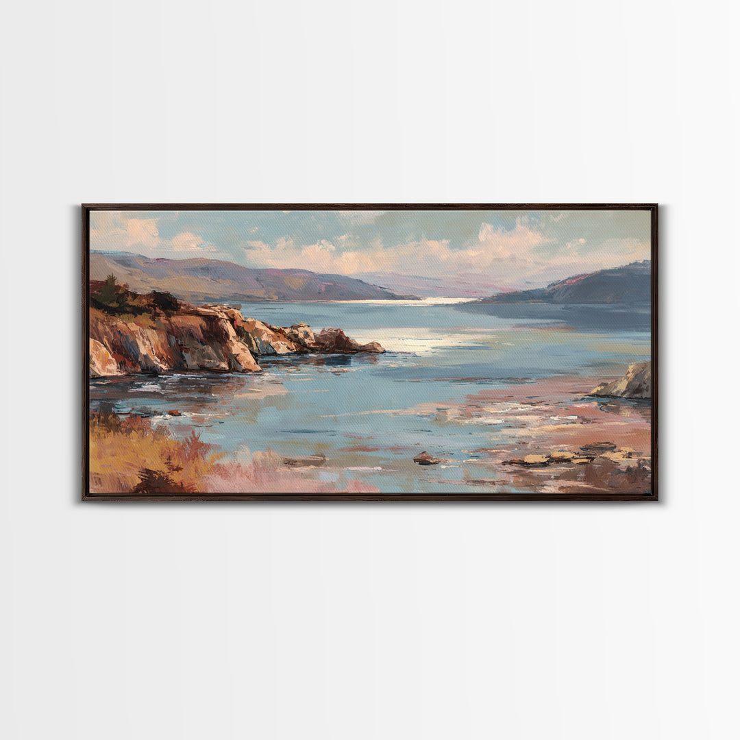 Soft Seaside Cliffs Canvas Print, Impressionist Art, Living Room Decor, Fine Art, Impression, Landscape Art, Colorful Wall Art, IMP-2x1-73