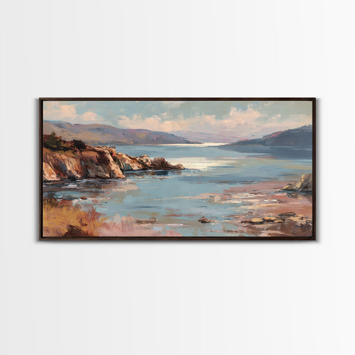 Soft Seaside Cliffs Canvas Print, Impressionist Art, Living Room Decor, Fine Art, Impression, Landscape Art, Colorful Wall Art, IMP-2x1-73