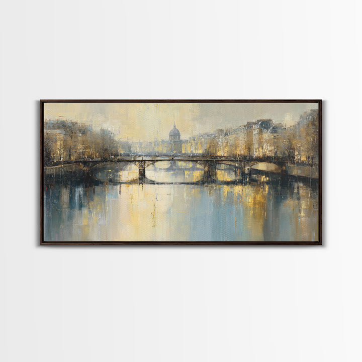 Paris Bridge Reflected Framed Canvas Print, Impressionist Art, Room Decor, Living Room Decor, Fine Art, Impression, IMP-2x1-75