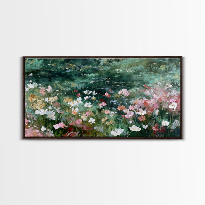 Wildflower Field in Loose Pastel Strokes Canvas Print, Impressionist Art, Modern Wall Art, Living Room Decor, Impression, IMP-2x1-76
