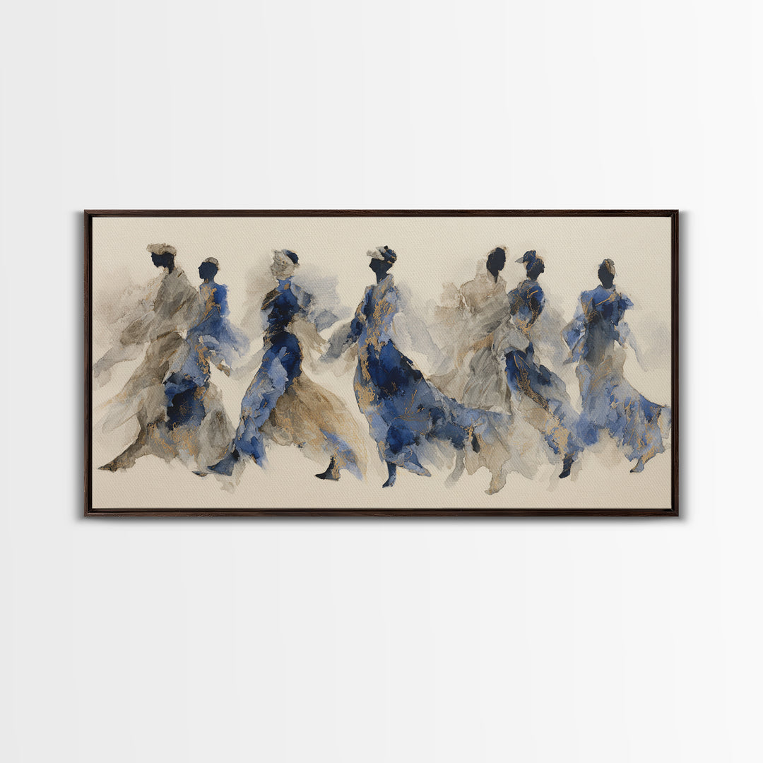 Dancers Suggested by Soft Moving Brushwork Framed Canvas Print, Impressionist Art, Painting, Living Room Decor, Impression, IMP-2x1-83