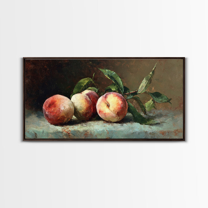 Still Life of Peaches Framed Canvas Print, Impressionist Art, Textured Wall Art, Living Room Decor, Fine Art, Impression, IMP-2x1-91