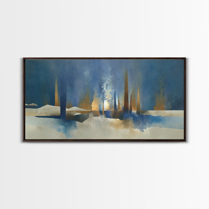Haystacks Glowing at Golden Hour Framed Canvas Print, Impressionist Art, Floral Wall Art, Living Room Decor, Oil Painting, IMP-2x1-96