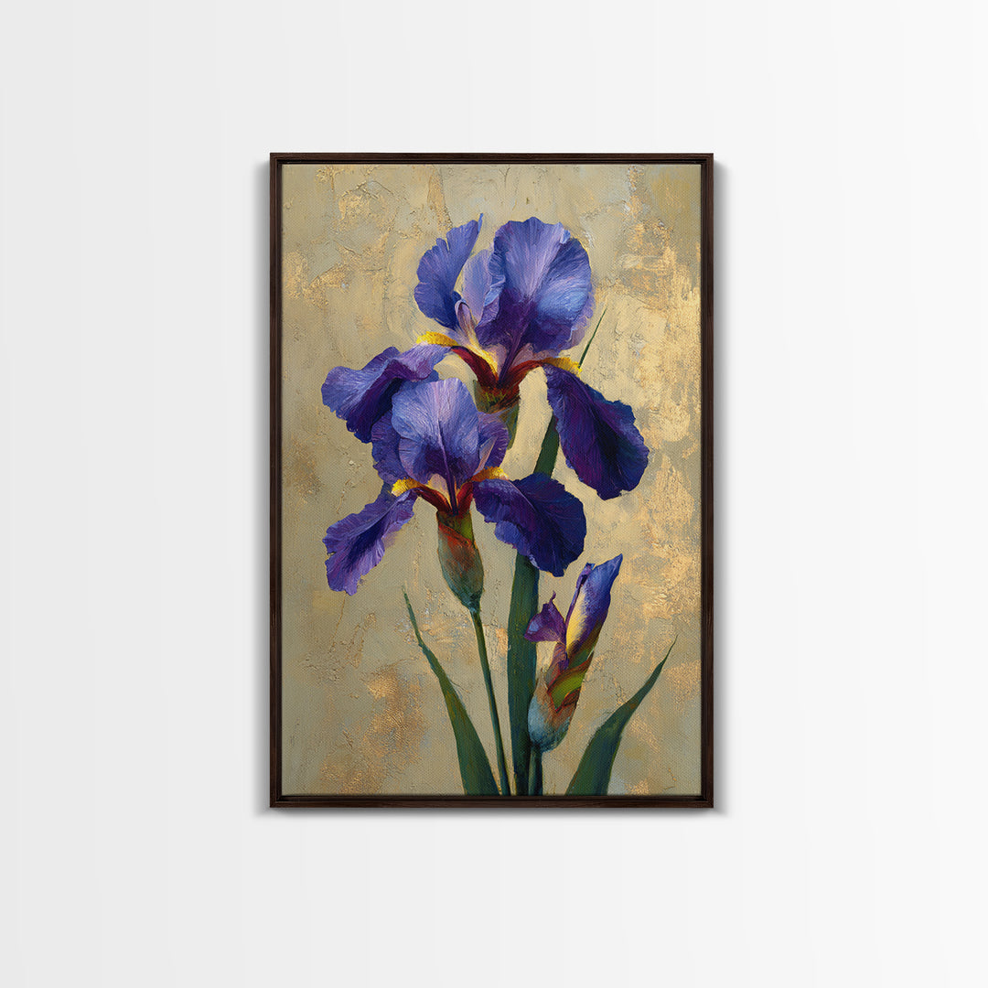 Iris Garden with Blue Violet Strokes Canvas Print, Impressionist Art, Printable Wall Art, Living Room Decor, Impression, IMP-2x3-100