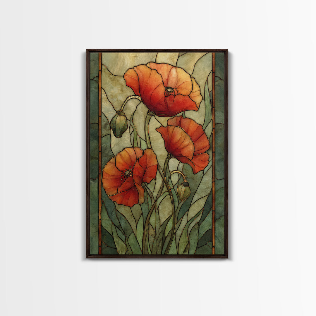 Poppies Blowing Through Green Grass Canvas Print, Impressionist Art, Horizontal Wall Art, Living Room Decor, Impression, IMP-2x3-20