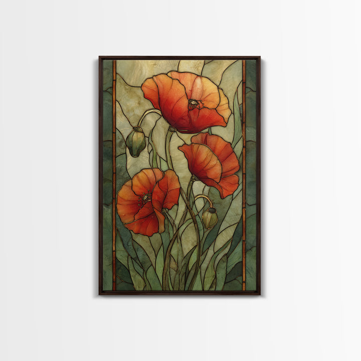 Poppies Blowing Through Green Grass Canvas Print, Impressionist Art, Horizontal Wall Art, Living Room Decor, Impression, IMP-2x3-20