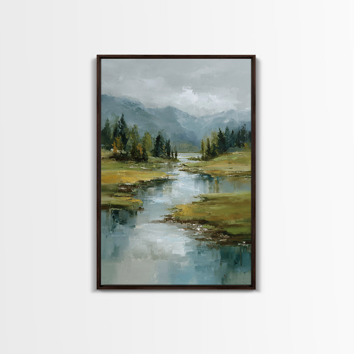 Mountain Lake with Sparkling Reflections Canvas Print, Impressionist Art, Statement Artwork, Living Room Decor, Impression, IMP-2x3-32