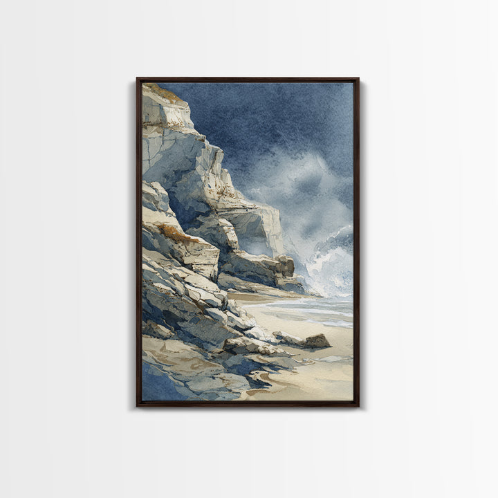 Soft Seaside Cliffs Framed Canvas Print, Impressionist Art, Textured Wall Art, Living Room Decor, Fine Art, Impression, IMP-2x3-37