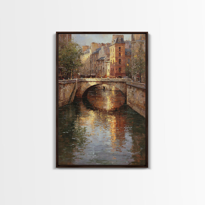 Paris Bridge Reflected Canvas Print, Impressionist Art, Bedroom Decor, Living Room Decor, Fine Art, Impression, Modern Art, IMP-2x3-39