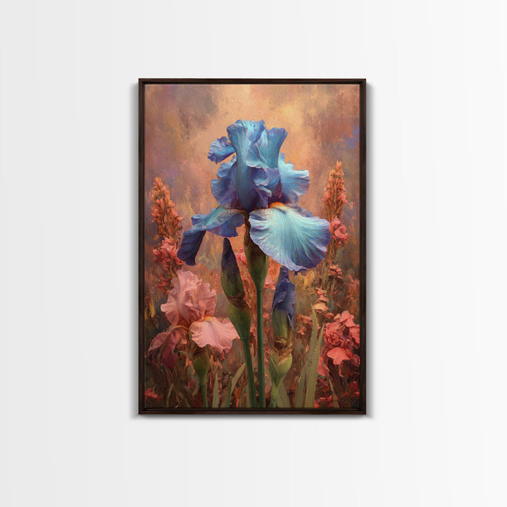 Iris Garden with Blue Violet Strokes Canvas Print, Impressionist Art, Contemporary Art, Living Room Decor, Impression, IMP-2x3-4