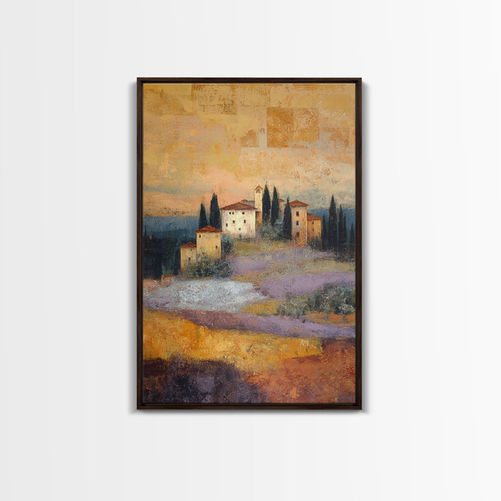 Sunset over Lavender Field Framed Canvas Print, Impressionist Art, Wall Decor, Living Room Decor, Fine Art, Impression, IMP-2x3-46