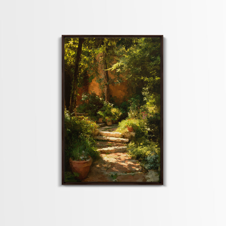Garden Path Covered Canvas Print, Impressionist Art, Textured Wall Art, Living Room Decor, Impression, Landscape Painting, IMP-2x3-58