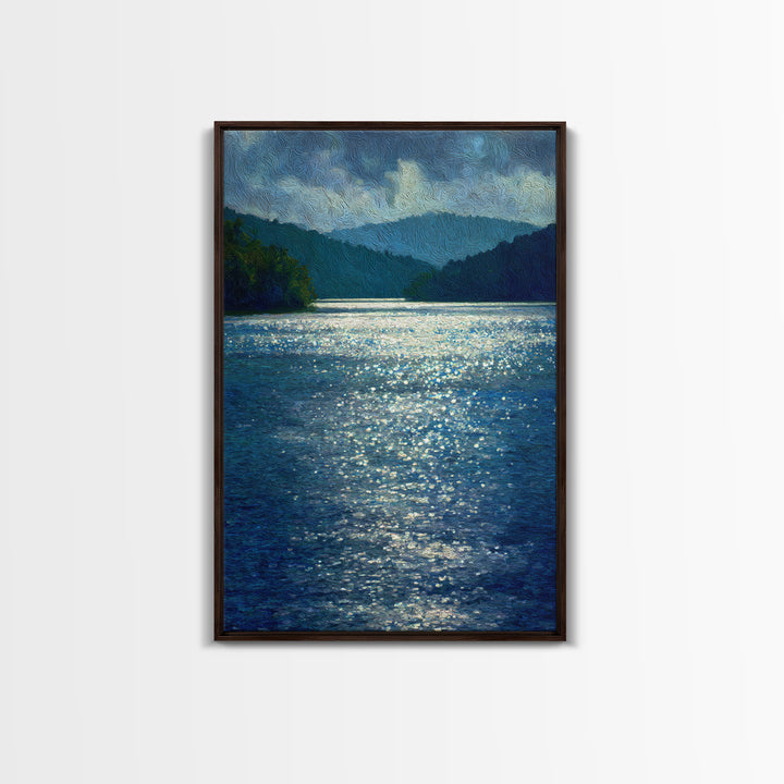 Mountain Lake with Sparkling Reflections Canvas Print, Impressionist Art, Living Room Art, Living Room Decor, Impression, IMP-2x3-8