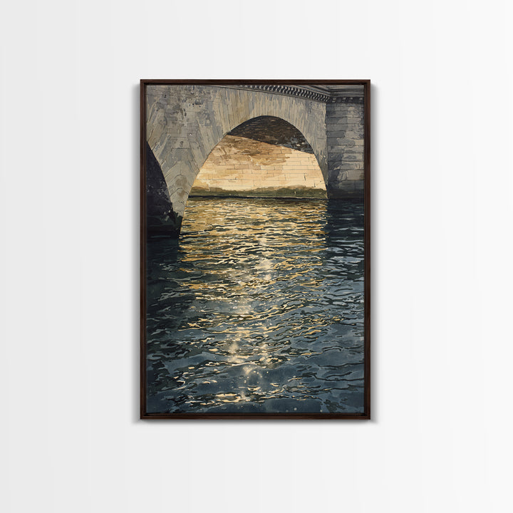 Paris Bridge Reflected Framed Canvas Print, Impressionist Art, Colorful Wall Art, Living Room Decor, Fine Art, Impression, IMP-2x3-87