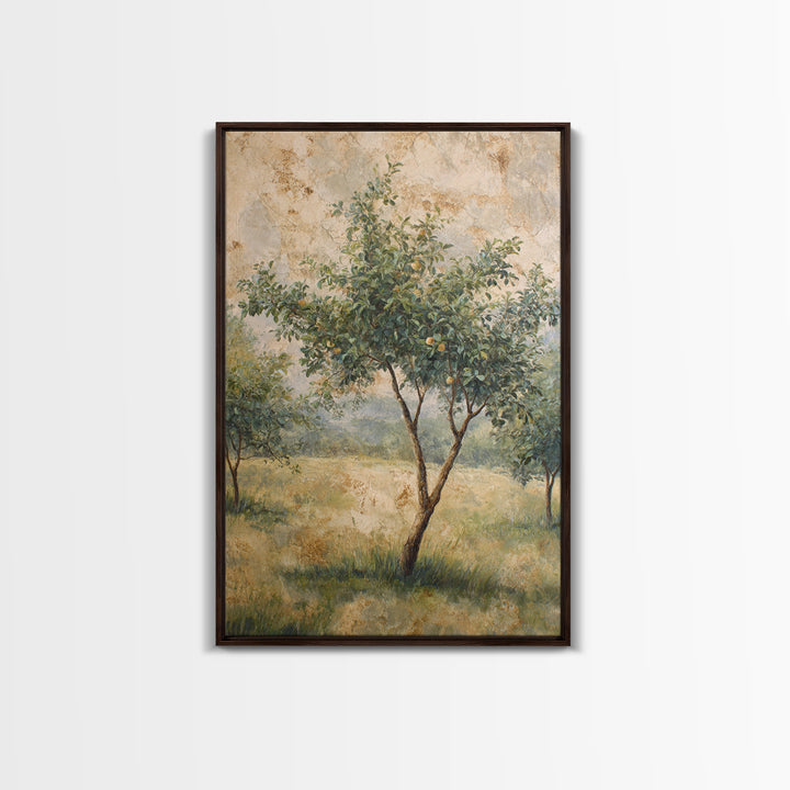 Apple Tree in Summer Orchard Framed Canvas Print, Impressionist Art, Coastal Wall Art, Living Room Decor, Fine Art, Impression, IMP-2x3-97