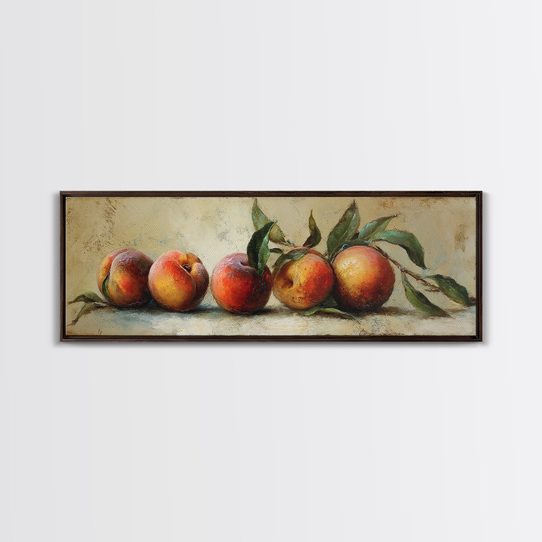 Still Life of Peaches Framed Canvas Print, Impressionist Art, Gallery Decor, Living Room Decor, Fine Art, Impression, IMP-3x1-15
