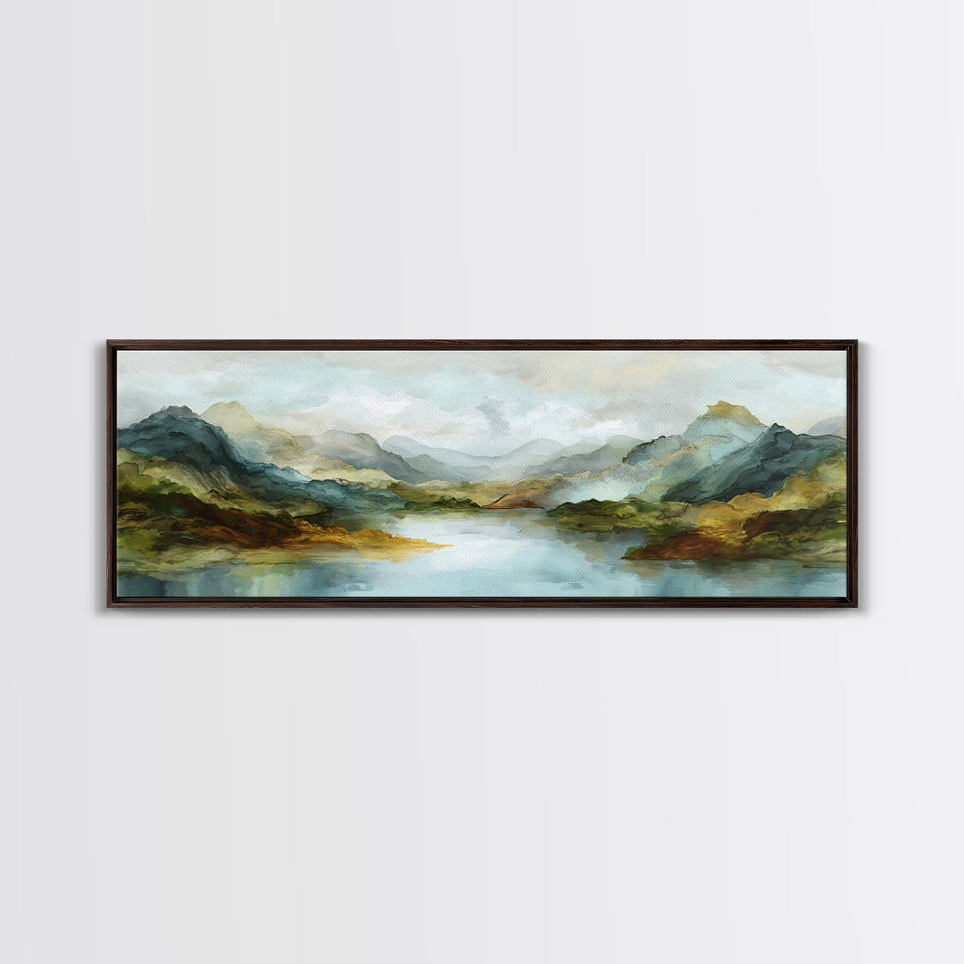Mountain Lake with Sparkling Reflections Canvas Print, Impressionist Art, Abstract Painting, Living Room Decor, Impression, IMP-3x1-16
