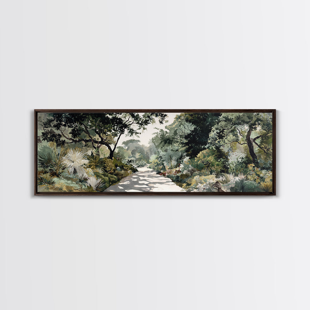 Garden Path Covered Framed Canvas Print, Impressionist Art, Living Room Decor, Watercolor Art, Impression, Landscape Art, IMP-3x1-18