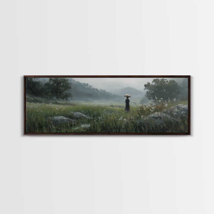 Woman with Parasol in Breezy Meadow Canvas Print, Impressionist Art, Luxury Decor, Living Room Decor, Fine Art, Impression, IMP-3x1-19