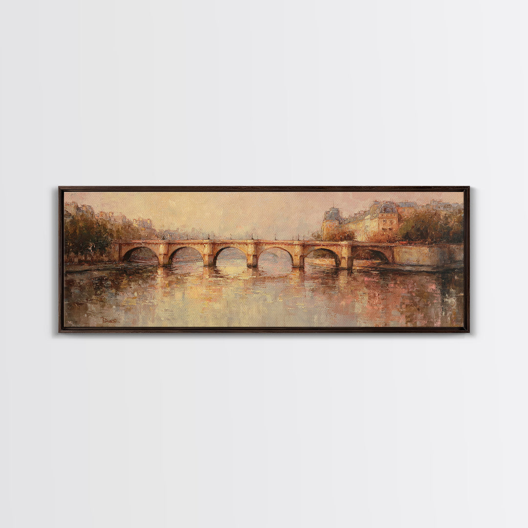 Paris Bridge Reflected Framed Canvas Print, Impressionist Art, Room Decor, Living Room Decor, Fine Art, Impression, IMP-3x1-23