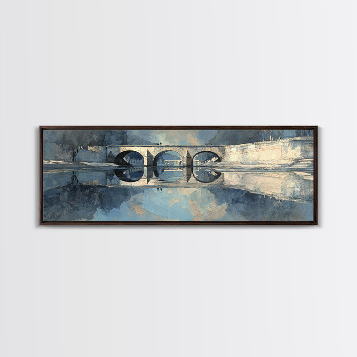 Paris Bridge Reflected Canvas Print, Impressionist Art, Farmhouse Decor, Living Room Decor, Impression, Landscape Wall Art, IMP-3x1-71