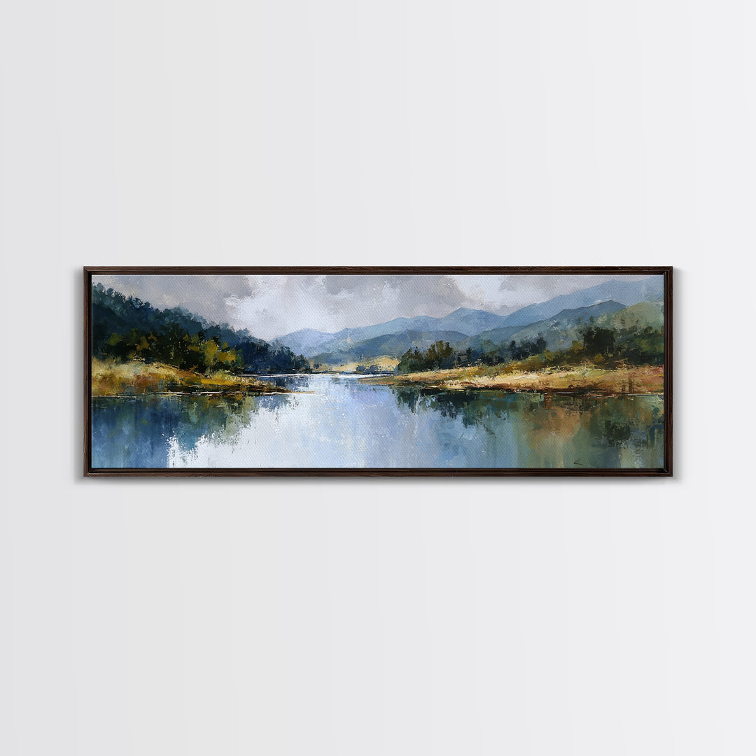 Mountain Lake with Sparkling Reflections Canvas Print, Impressionist Art, Wall Art, Living Room Decor, Fine Art, Impression, IMP-3x1-88