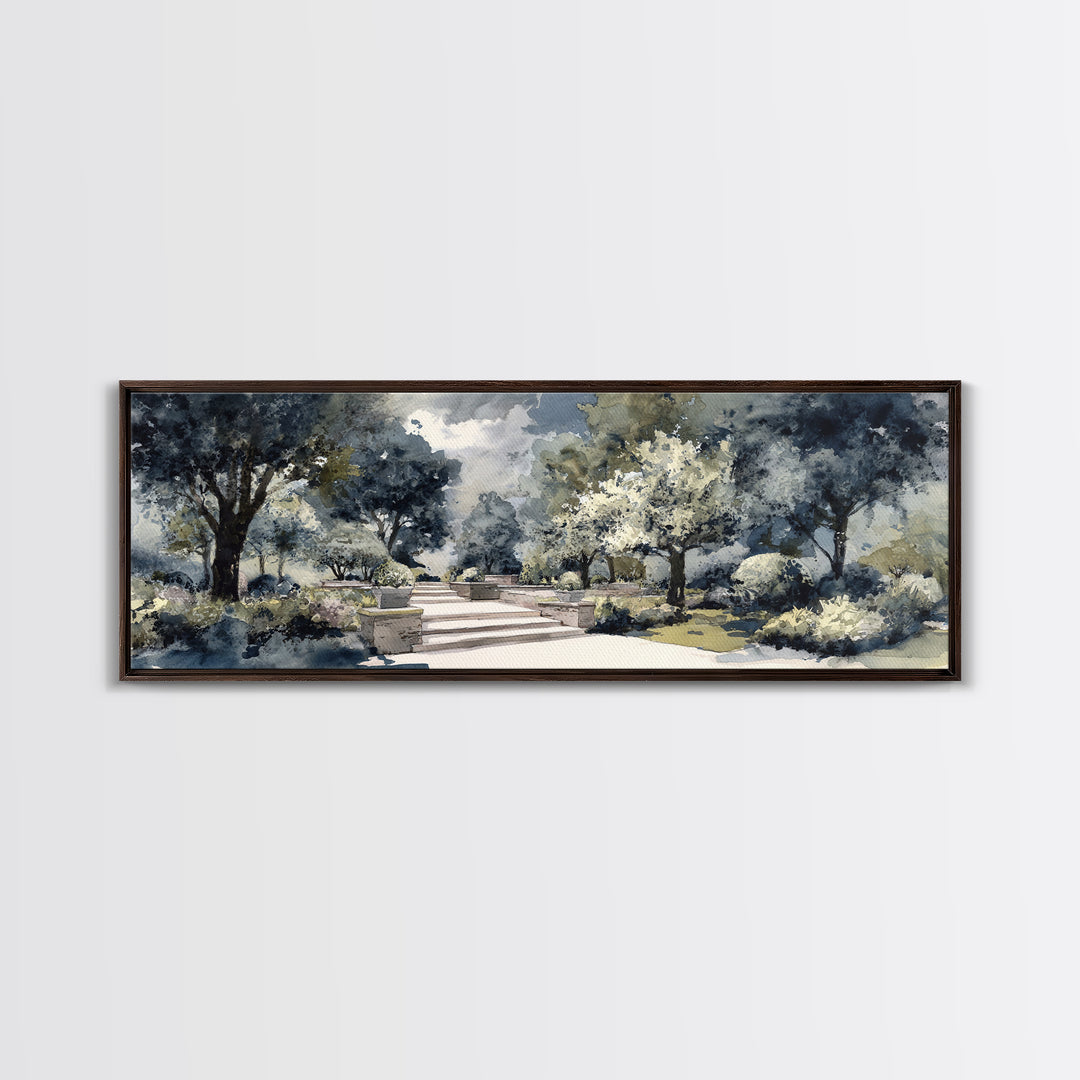 Garden Path Covered Framed Canvas Print, Impressionist Art, Landscape Wall Art, Living Room Decor, Fine Art, Impression, IMP-3x1-90